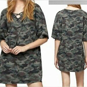 Anthropologie Sanctuary camo oversized lace up dress